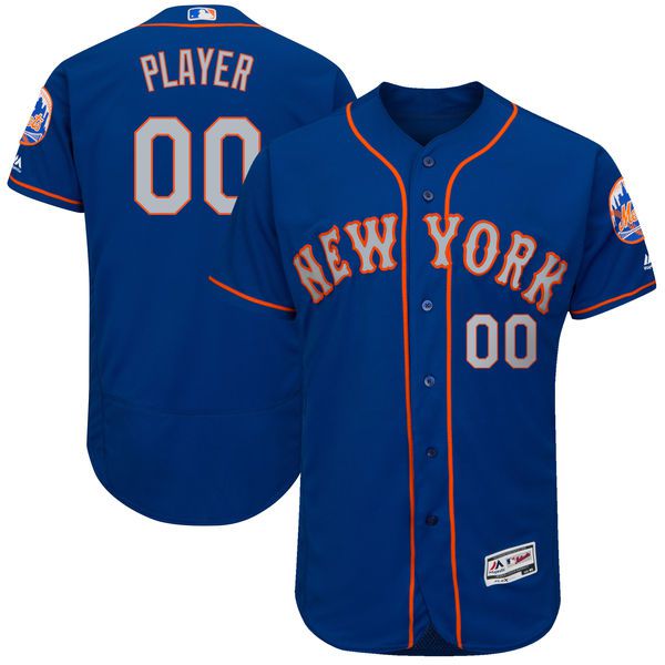 Men New York Mets Majestic Royal  Blue Gray 2017 Alternate Authentic Collection Flex Base Custom MLB Jersey